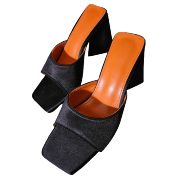 Radia Chunky Triangle Mule Sandals - Picture 1 of 14